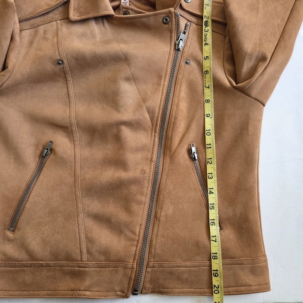 Tan Suede Anthropologie Women's Moto Jacket - Picture 7 of 10